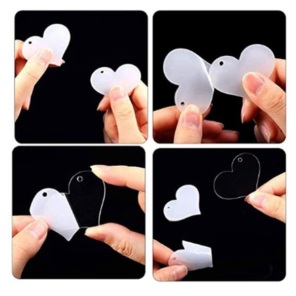 

keychains 90pcs acrylic discs clear heart keychain blanks charms colourful tassel key ring 32cf, Silver