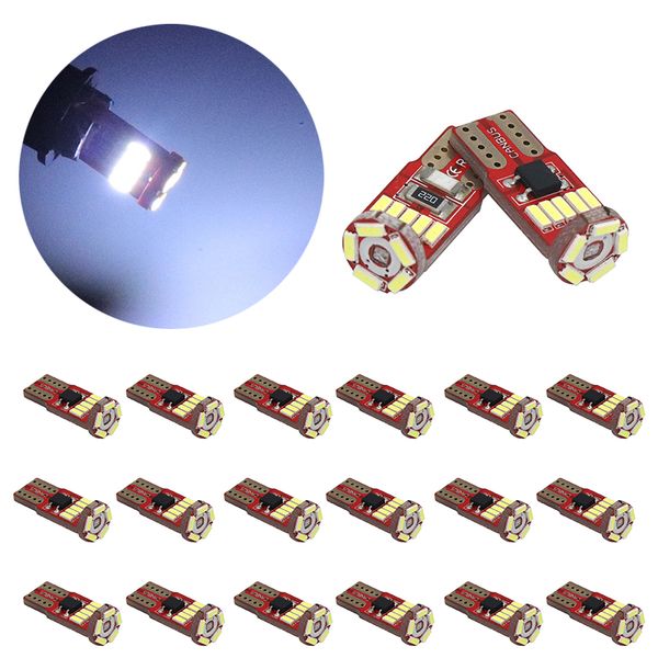 

20pcs white t10 w5w canbus error 15smd 4014 car bulbs for clearance lamps auto interior reading lights 12v
