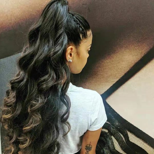 Новое поступление DrawString Human Hair Hair Ponytail Натуральный цвет REMY-зажима для волос в удлинитель для волос хвост для женщин 160г