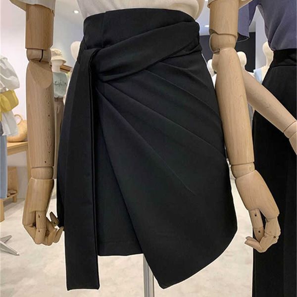 

asymmetric high waist short skirt women fashionable a- line woman s mujer faldas saias mulher, Black