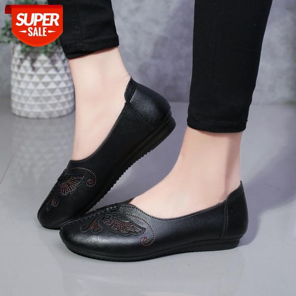 

spring new round head shallow butterfly embroidery women flat shoes comfortable mother shoes single #zv63