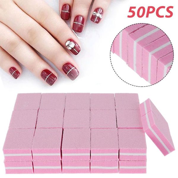 

nail files 50pcs double-sided file blocks pink sponge polish sanding buffer strips polishing manicure tools art accessories