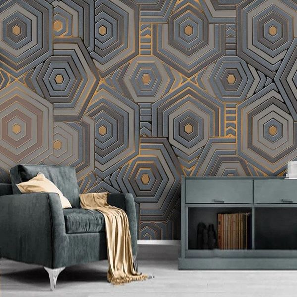 

wallpapers custom any size mural wallpaper modern minimalist abstract geometric 3d golden lines retro light luxury background wall papers