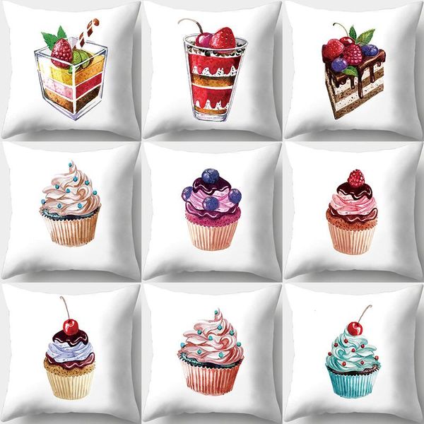 

cake dessert pattern decorative cushions pillowcase polyester cushion cover throw pillow sofa decoration pillowcover 40919 cushion/decorativ