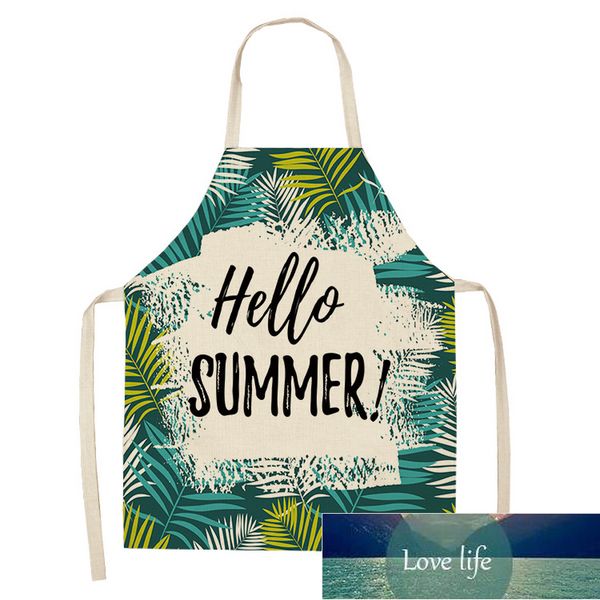 1 Pz Hello Summer Green Plant Grembiule da cucina Grembiuli in cotone e lino per donna Cucinare Cottura Ristorante Cucinare Grembiuli senza maniche Prezzo di fabbrica design esperto Qualità