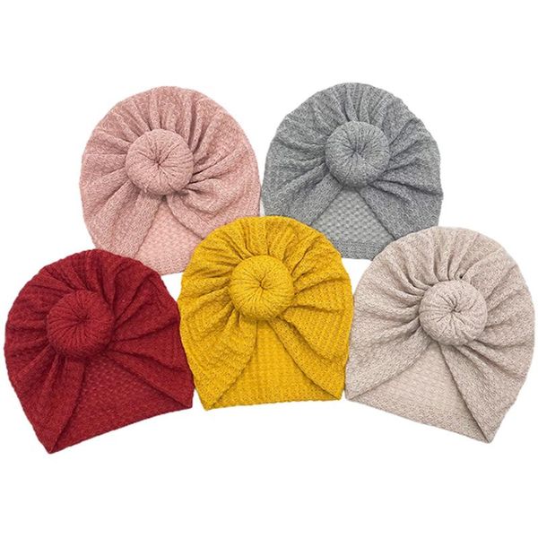 

caps & hats 2021 baby girls warm knitted hat simple solid color stretchy cap with knot decoration for autumn winter, Yellow