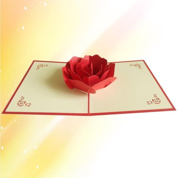 

greeting cards 3d hollow out red rose stereoscopic flower gift for festival farty