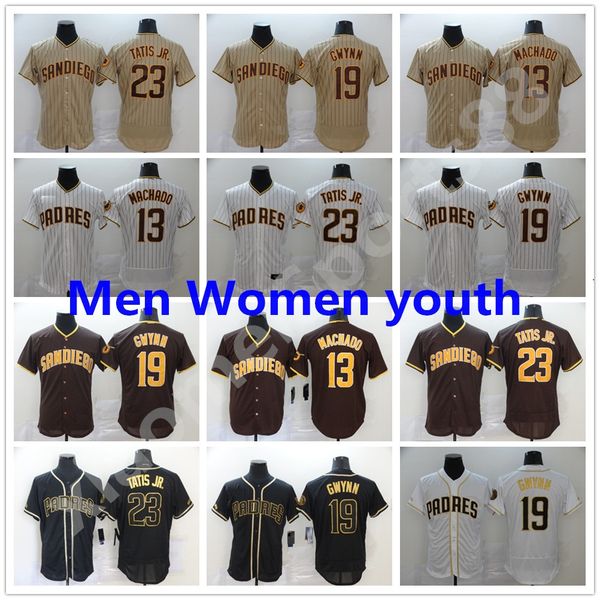 

2021 san diego men women kids youth jersey 23 fernando tatis jr 13 machado 19 tony gwynn padres baseball jerseys in stock, Blue;black