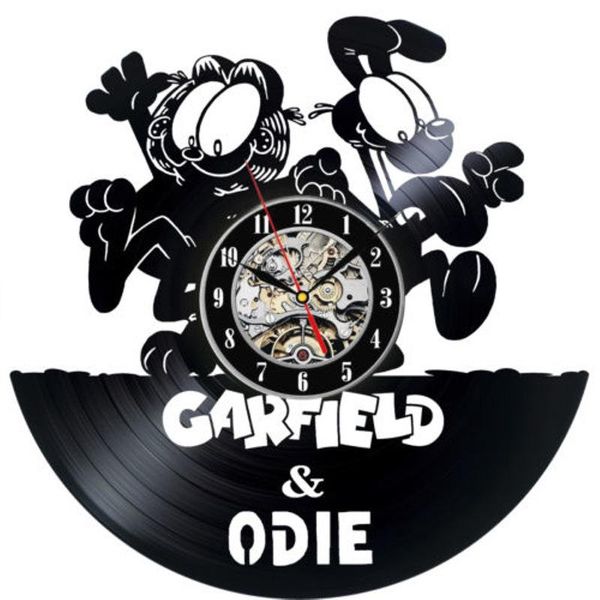 

wall clocks cat 3d black record cartoon hand-made retro in children's room