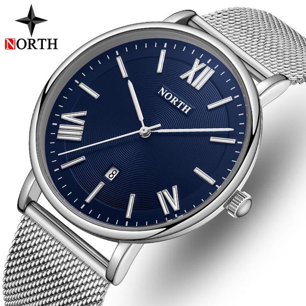 

wristwatches 2021 north mens watches fashion sport waterproof quartz watch men stainless steel clock relogio masculino, Slivery;brown