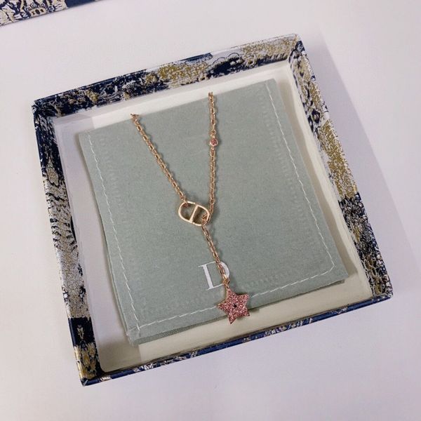 

new women's fashion letter star necklace diamond necklace for girlfriend exclusive fine jewel, Silver