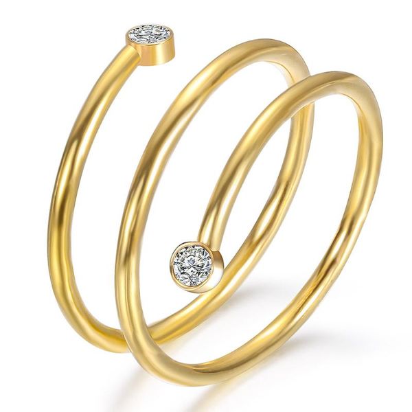 

wedding rings trendy personality simple cubic zirconia for women punk zircon gold color stainless steel ring wholesale lots bulk, Slivery;golden
