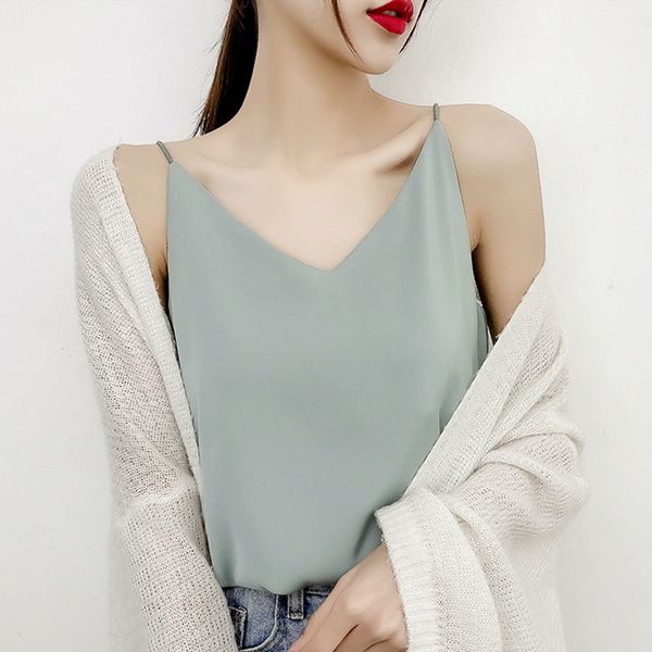 

for women blusas mujer de moda verano tank women v-neck sleeveless camis tank women clothes camisole d556 210426, White