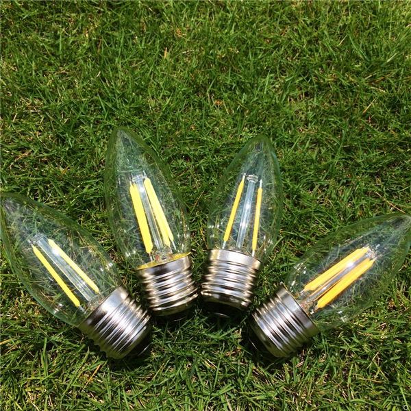 

bulbs energy saving e27 2w 4w cob led lamp filament blub ac220v light retro candle pointed-tail lighting replace halogen lights 5pcs