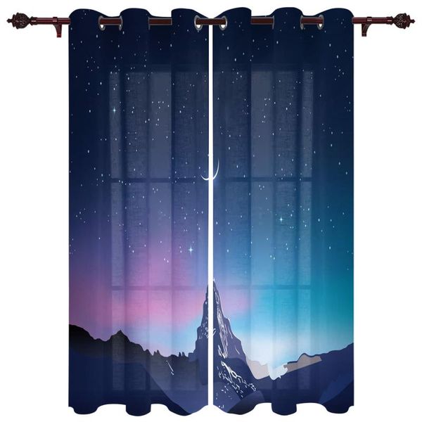 

luxury home window curtains starry sky moon mountains pattern living room closet kitchen bedroom exquisite translucent curtain & drapes