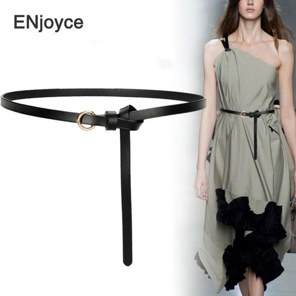 

belts classic genuine leather long belt for women fashion dress tied straps vintage brown accessory, Black;brown