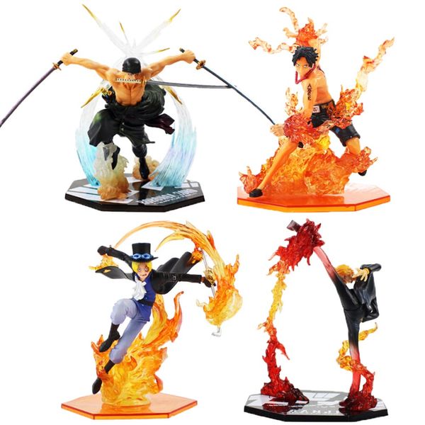 

16cm Anime OP Monkey D Luffy Roronoa Zoro Sanji Law Portgas D Ace Battle Ver. PVC Action Figure Collectible Model Toy