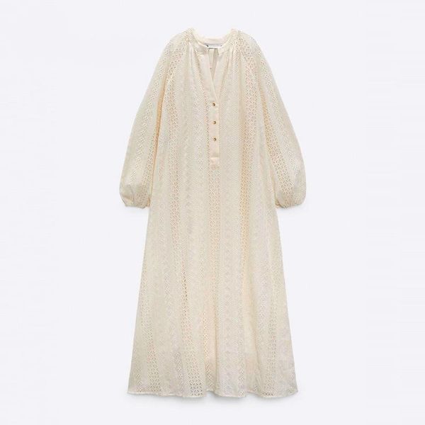 

casual dresses zaahopop nice women summer mesh embroidery midi long sleeve beige beach dress vestido mujer, Black;gray