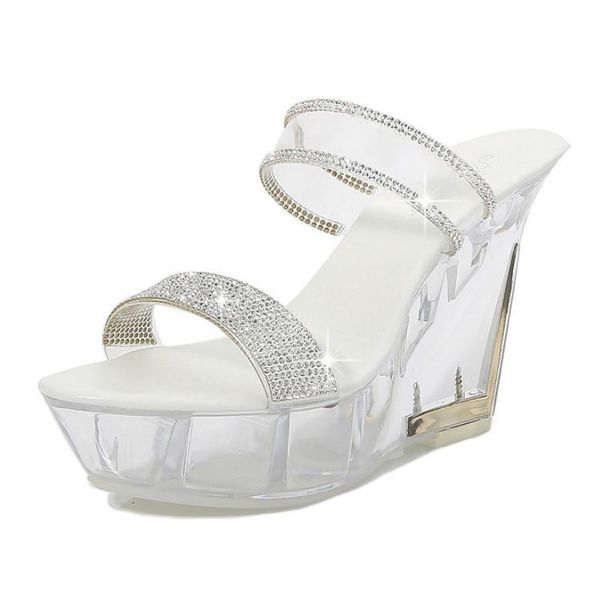 

mclubgirl 10cm nightclub high heels pearl diamond women's shoes catwalk pole dance crystal sole party lfd-1101- sandals, Black