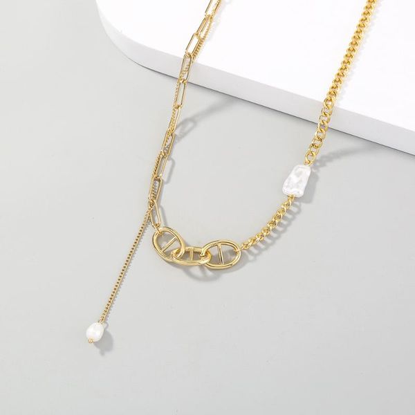 

chains selling short pearl clavicle chain unique creative design sense metal fashion all-match tassel necklace, Silver