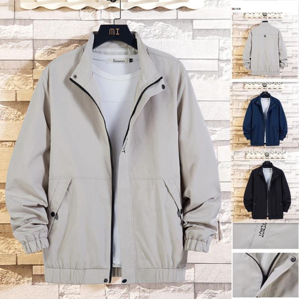 

men's jackets 2021 spring/autumn men's safari style jacket trend solid color casual letter sports bomber mens clothing, Black;brown