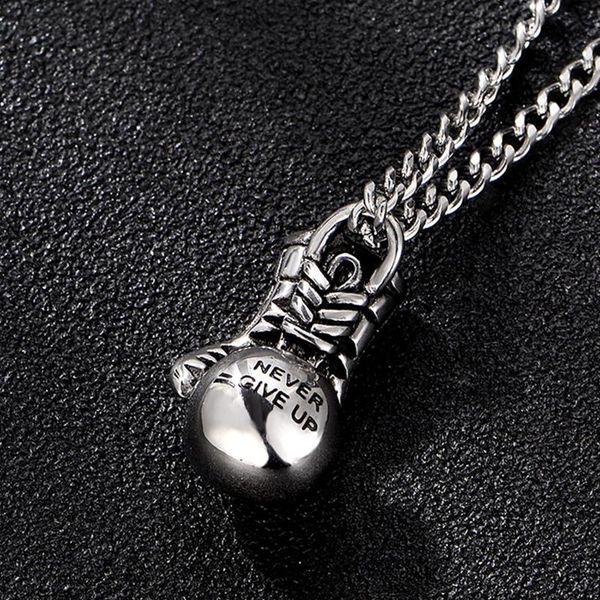 

pendant necklaces men necklace boxing gloves stainless steel sports male accessories pendants champion, Silver