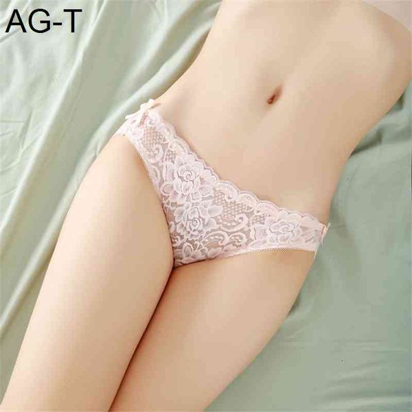 

lace mesh cut out underwear women's perspective exposed hair bilateral bow cotton crotch solid color briefs women, Black;pink