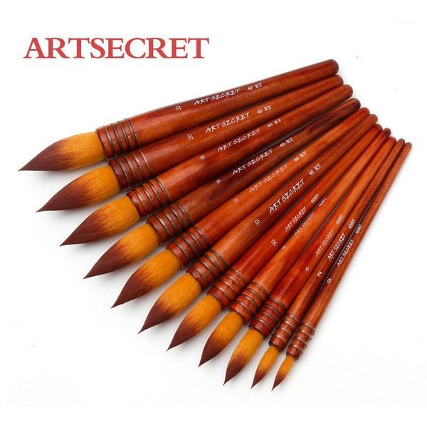 

brush 40rt acrylic yellow fat round head soft fur colour modulation nail brushes1