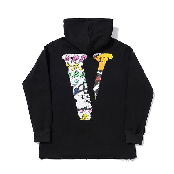 

fashion fleece hoodies smiley face lovers casual and versatile hooded loose sweater, Black