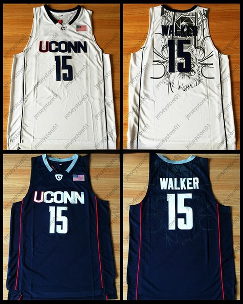 

kemba walker jersey #15 uconn huskies stitched basketball jersey s-xxl navy blue white fast shipping, Black;red