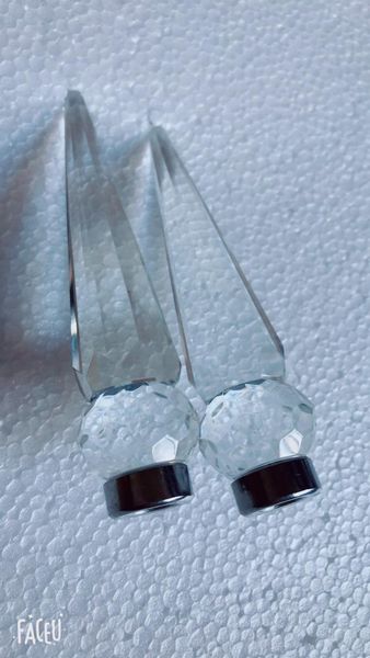 

4pc antique clear hand cut spearhead crystal chandelier prisms