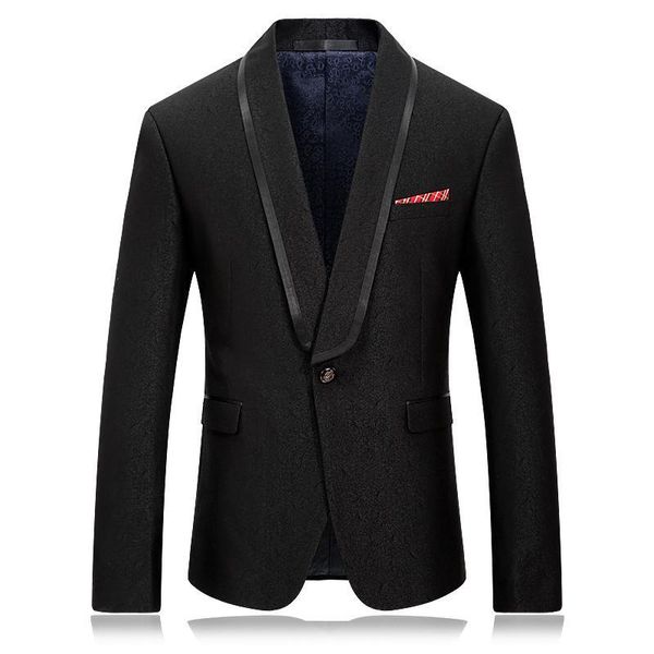 

men's suits & blazers full season style men suit jacket satin pipping collar and lapel solid black slim fit blazer for dinner business, White;black