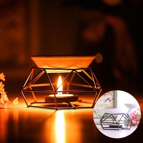 

nordic candle holder ceramic oil lamp stainless steel base aroma burner home decoration ornament meditation gift kitchen storag storage & or