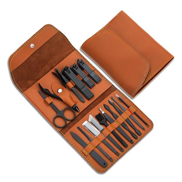

nail art kits 16 pieces stainless manicure set care tools tweezers cutter earpick cuticle scissors pedicure kit clippers