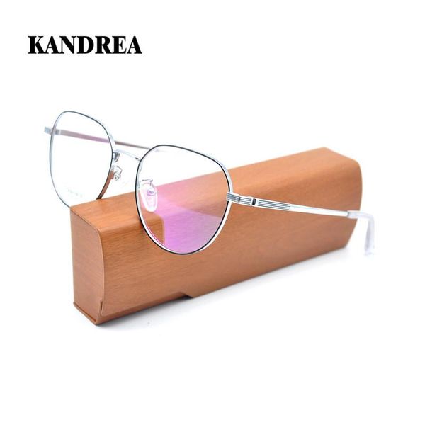 

fashion sunglasses frames kandrea 2021 retro round titanium eyeglasses classic vintage optical glasses men women eyewear clear lens s, Black