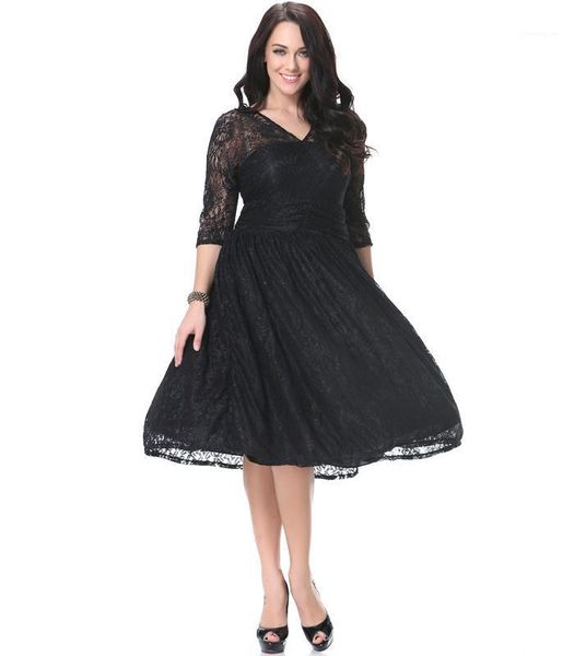 

casual dresses 2021 womens elegant lace party dress big sizes black vintage beach plus size 5xl 6xl 7xl vestidos, Black;gray