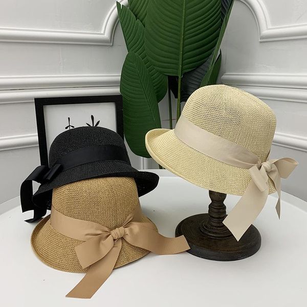 

beanie/skull caps summer hat women's flanging bow bucket korean style casual fashion all-matching beach anti-ddos sun-shade women hats, Blue;gray