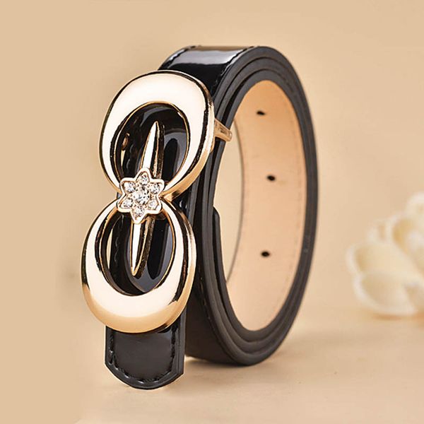 

children belts kids teenage girls accessories abdominal skinny belt pu leather dress student decoration rhinestone buckle b7140, Black
