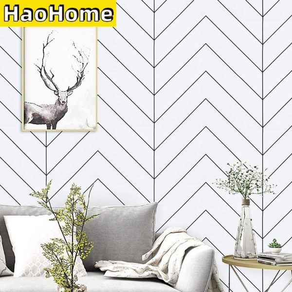 

wallpapers haohome white and black geometric contact paper stripes peel stick wallpaper modern removable self adhesive wall