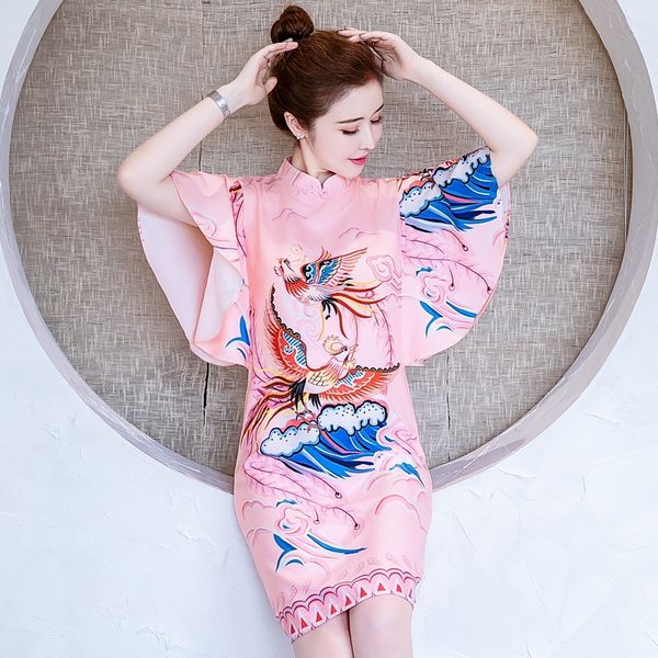 

traditional chinese dress qipao hanfu qi pao women retro cheongsam girl vintage plus size printed party qipao dress 10580, Red