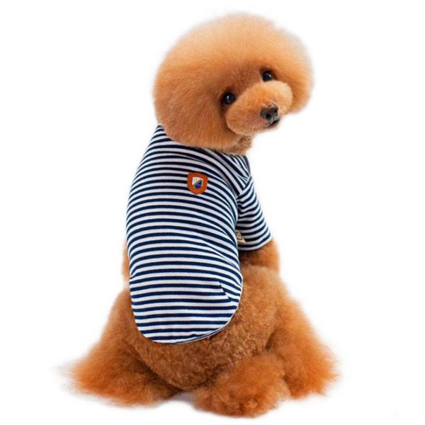 

dog apparel spring and summer pet clothes striped elastic t-shirt teddy clothing