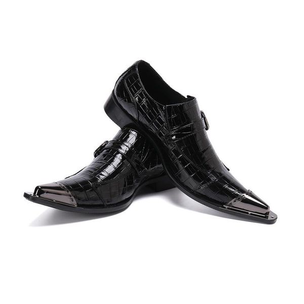 

dress shoes trendy pointed toe patent leather men luxury wedding mens business leisure party size 37-46, Black