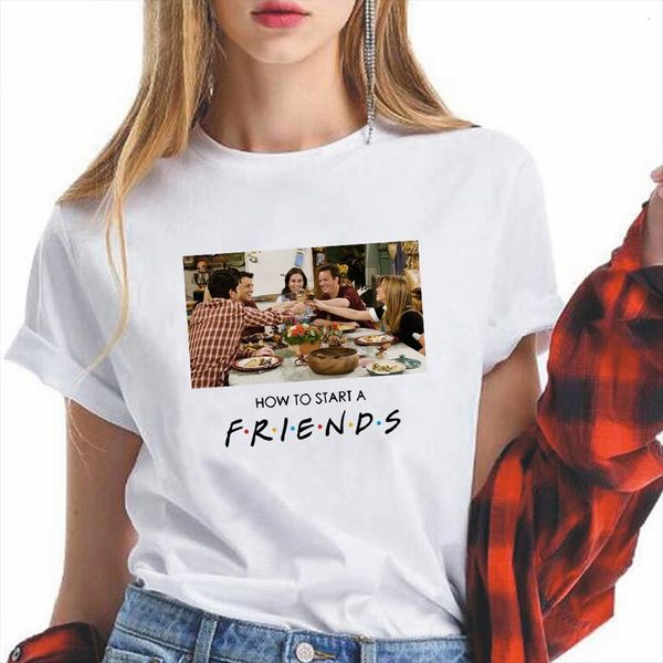 

friends tv show 10 womens t shirts years meet again summer instagram clothes tees plus size workout gym y2k fashion, White