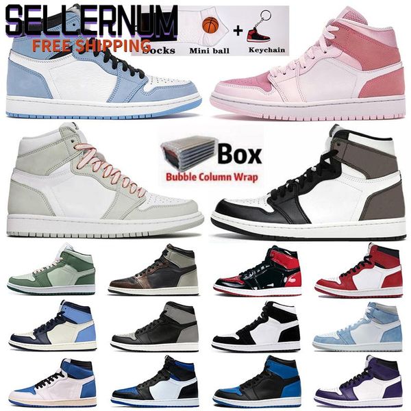 

shoes 1 university blue hyper royal twist chicago basketball shoes men 1s mid milan digital pink sail patent bred toe women hop999, White;red