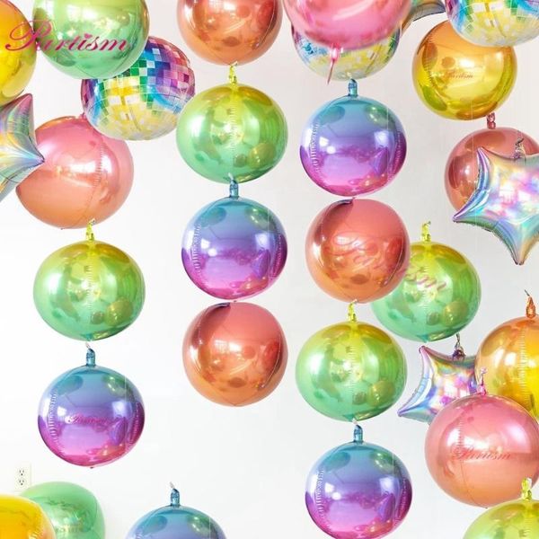 

party decoration 1pc 22 inch gradient color 4d disco helium balloon rainbow birthday&wedding po prop for baby shower supplies