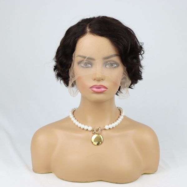 

150% density baby hair lace wigs 13x4 human hair lace front wig with baby hair part, Black;brown