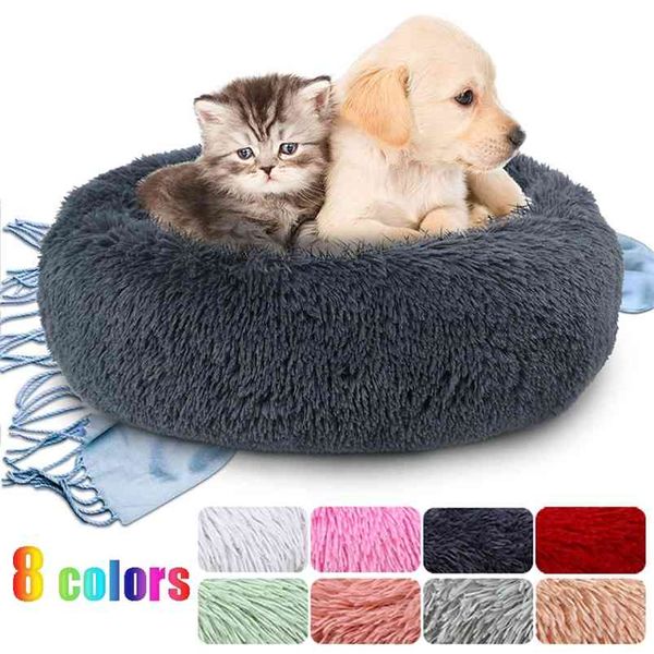 Prodotti per animali domestici Gatto rotondo Letto per cani Peluche lungo Caldo Gatto addormentato Tappetino per cani Cestino per cani Cuscino per animali domestici Cat House portatile Cama Gato Lavabile 210722