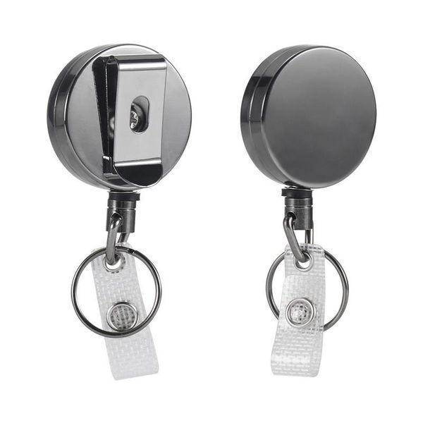

alloy recoil badge holde heavy duty keychain reel retractable key ring office metal belt clip id name card pull lanyard hooks & rails