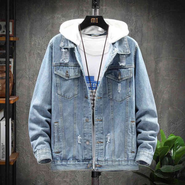 

jackets autumn winter men's soft fabric hip hop trend personality ripped lapel washed denim jacket, Black;brown