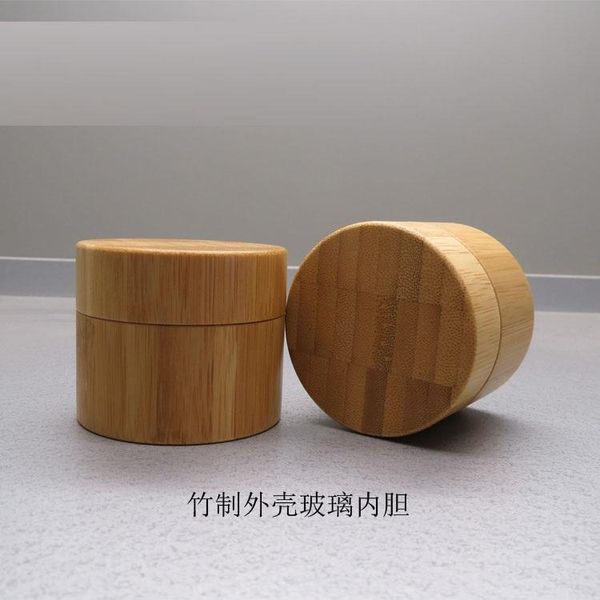 

50g 120pcs/lot cosmetics bottle jar high - grade bamboo cream 30ml glass inner cosmetic with face storage bottles & jars
